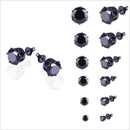 Men Women Stainless Steel Black Round Cubic Ear Studs Earrings 3mm-8mm 6Pair Hn