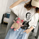 Women Cute Plush Pig Crossbody Bags Ladies Lovely Chain Shoulder Messenger Bags