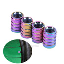4pcs Rainbow Color Aluminum 3-Groove Style Car Wheel Tire Valve Caps Covers hv2n