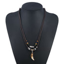 1PC Men's Bohemia Wolf Tooth Pendant Leather Beaded Weaved Necklace Gift Jewelry
