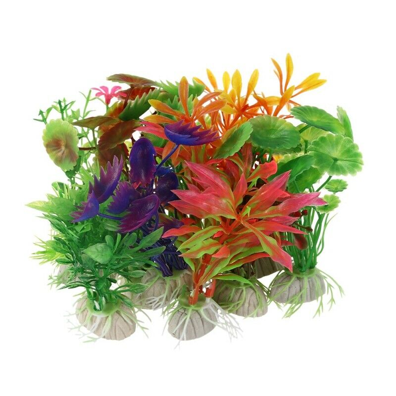 10 x Mixed Artificial Aquarium Fish Tank Water Plant Plastic Decoration Orn