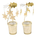 Snowflake & Elk Rotating Carrousel Candle Holder for Christmas Wedding Decor