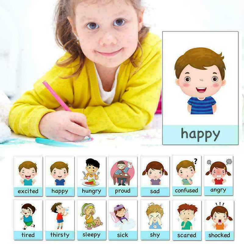 14 X Emotion Cards Early Childhood Cartoon English Education Emotional Card P3N6