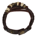 Retro Weave Wrap Around Leather Bracelet Lady Wrist Watch Quartz Watch (Cof A9N3
