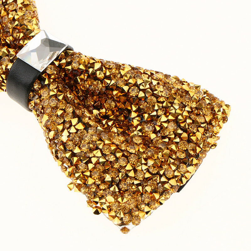 2x Men Shiny Crystal Rhinestone Bow Tie Bowties Wedding Party Necktie Adjust