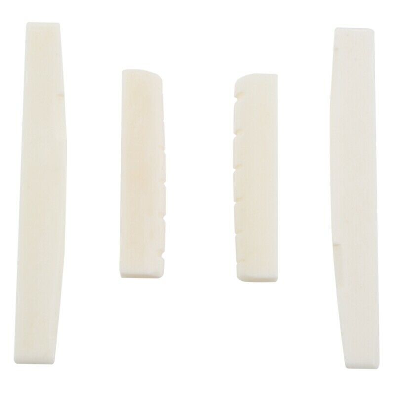 2 Sets of 4pcs 6 String Acoustic Guitar Bone Bridge Saddle and Nut Made of