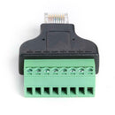 2pcs RJ45 Male + Female Plug to 8 Pin AV Terminal Screw Adapter for CCTV