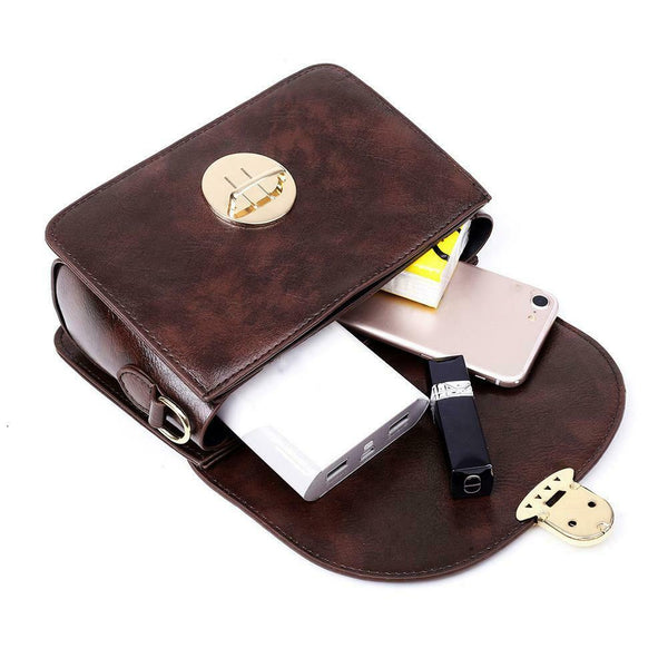 Women Crossbody Bags Leather Fashion Small Shoulder Handbag (Dark Brown) A#S