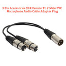 3 Pin Jack Y Splitter Connector XLR Female To 2 Male Plug Audio Cable Adapter