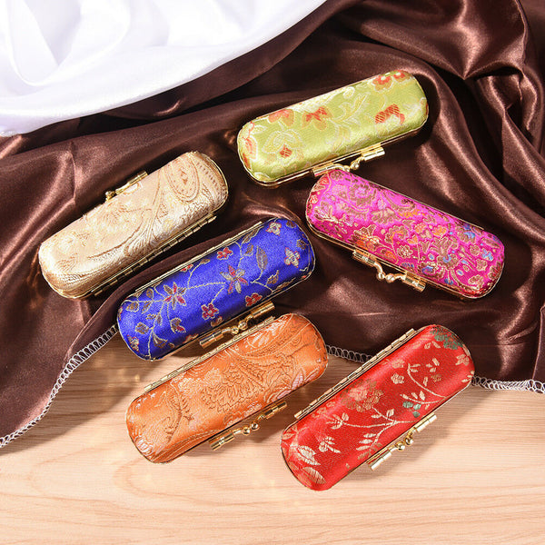 Fashion Iron Clip Lipstick Case Holder With Mirror Inside & Snap-On Closure  BX