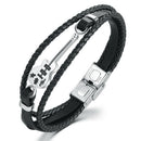 Stainless Steel Men'S Jewelry Leather Braided Bracelet Musical Instrument V