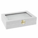 Velvet Glass Ring Earring Jewelry Display Organizer Box Tray Holder Storage B3B2