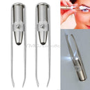 2 Pcs Stainless Steel Eyelash Eyebrows Hair Removal Tweezer LED Make Up Tool
