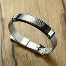 17.5-22cm Men Religious Prayer Black Cross Bracelet Stainless Steel Cuff