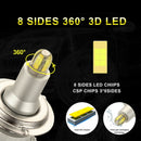 2x 24 Chips H7 LED Lamp Car Headlight Bulbs LED 360 Degree 6500K 18000LM FT