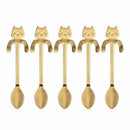 5 Pcs Mini Cat Coffee Spoon,Stainless Steel Hanging Cup Teaspoons Demitasse K6H6
