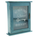 Decorative Key Rack Wooden Key Cabinet with 6 Hooks, 21x6x25cm-Blue