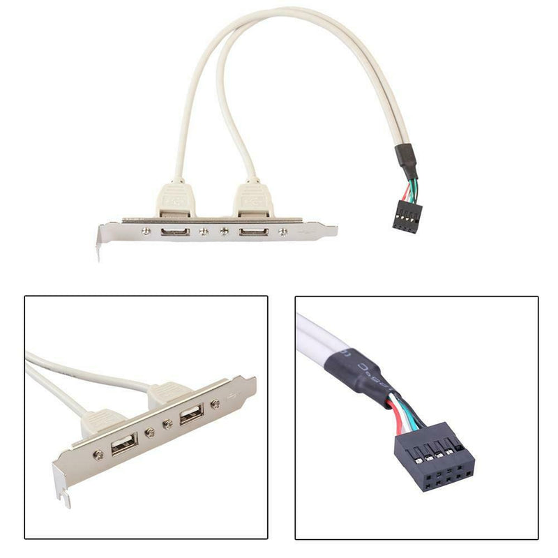 2 Ports USB 2.0 Female to 9 Pin Motherboard Header Cable Adapter for PC