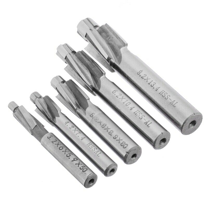 5Pcs HSS Counterbore End Mill M3-M8 Pilot Slotting Tool Milling Cutter Coun M4Z2