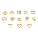 13pcs/set Rhinestone Letter Ring Women Geometric Knuckle Rings Jewelry Gift