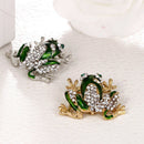 Rhinestone Green Brooch Unisex Cute Animal Brooch Pin Women Men Dress Coat
