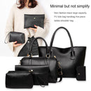 5pcs/set Leather Women Shoulder Bag Pure Color Large Handbag Clutch Card Holder
