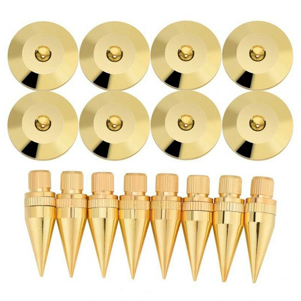 8 Pairs 6 X 36Mm Copper Speaker Spike Isolation Stand + Base Pad Feet Mat S X2T9