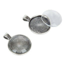 60 Pieces 5 Styles Pendant Trays 30Pcs Round & Square & Heart & Teardrop &  H8G1