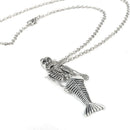 Gothic Mermaid Halloween Horror Skeleton Metal Pendant Necklace Handmade Jewelry