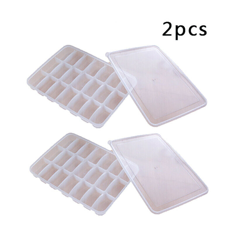 2pcs 21 Grid Fresh-keeping Plastic Storage Box Single Layer Dumpling Sus AXX