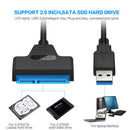 USB 3.0 to 2.5" SATA Hard Drive Adapter Cable-SATA to USB 3.0 Converter Black M&
