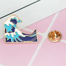 Simple Cartoon Girl Sea Wave Enamel Collar Pins Badge Corsage Brooch Jewelry  Z