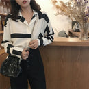 Women Chiffon Printed Blouse Retro Loose Casual Summer Top Long Sleeve Shirtsâ„–[