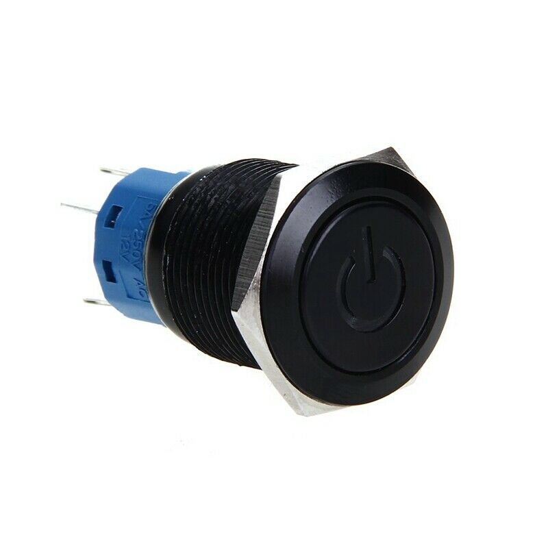 LED push button push button switch 12V 19 mm self-locking switch black H8W4