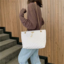 Fashion Leather Handbag Women Large Top-handle Bags Shopping Tote (White)