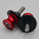 2Pcs 8mm Motorcycle CNC Pair Red Swing Arm Sliders Stand Screws Universal