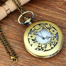 Fashion large bronze thin chain hollow woman hat poker pocket watch D1L3