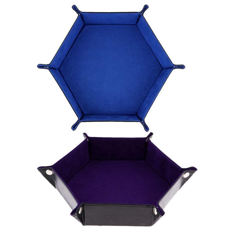 Double Side Dice Tray PU Leather Hexagon Tray Holder for Dungeons&Dragons A