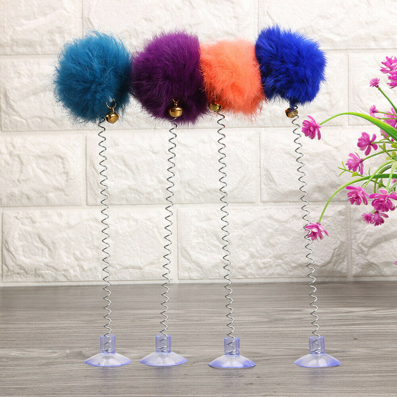 5pcs/set Bell Plush Ball Spring Cat Scratch Toys Pet  Training Sucker Toys