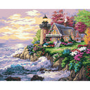 Painting By Numbers Kit DIY Sea House Hand Painted Canvas Oil Art Picture A