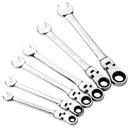 6 Pcs Multi Use Two Head Activity Ratchet Gear Wrench Set Flexible Open End