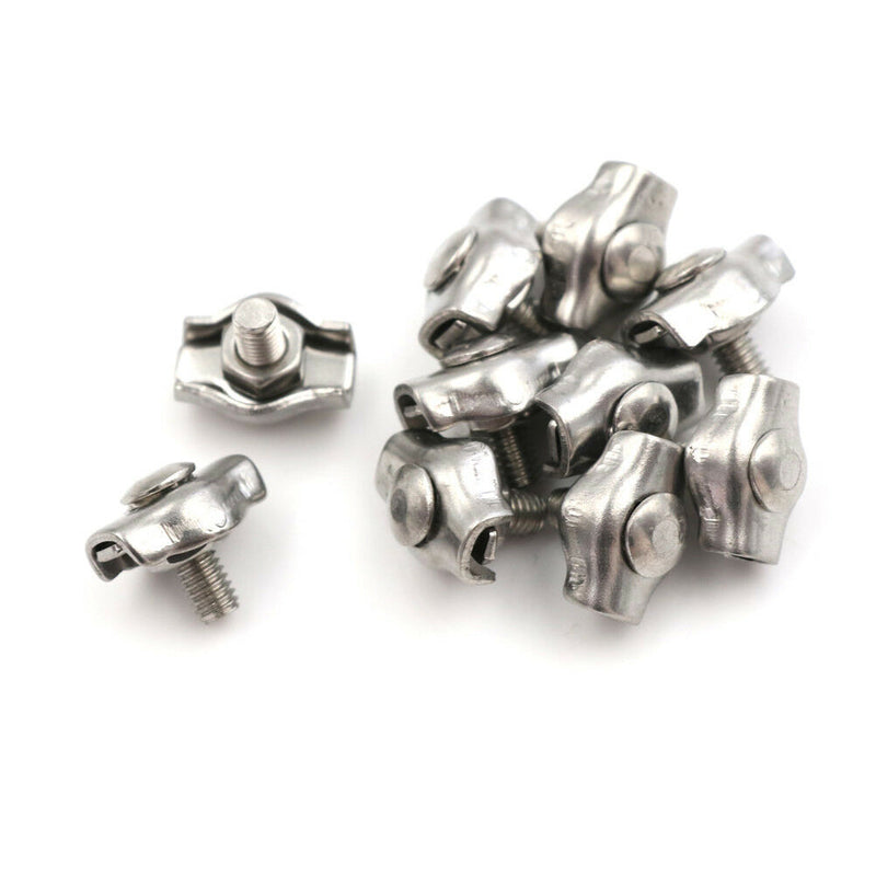 10x Stainless Steel wire cable rope simplex  wire rope grips clamp caliper 2m &h
