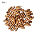 HOT 50pc Olive Shape Wooden Toggles Buttons 2 Holes Buttons Clothes Decor S L9S7