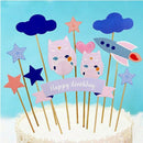 72pcs Happy Birthday Cake Banner Flag Baby Girl Baby Shower Cake Food Picks