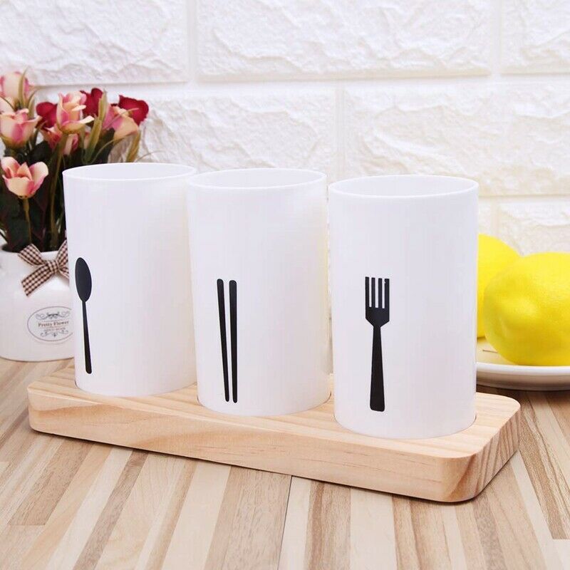 1 Set Oak Base Chopsticks Barrel Tableware Draining Rack Kitchen Tools H6E7