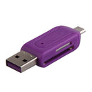 2 In 1 Dual USB Plug OTG SD TF Card Reader For Smartphone Computer Purple A