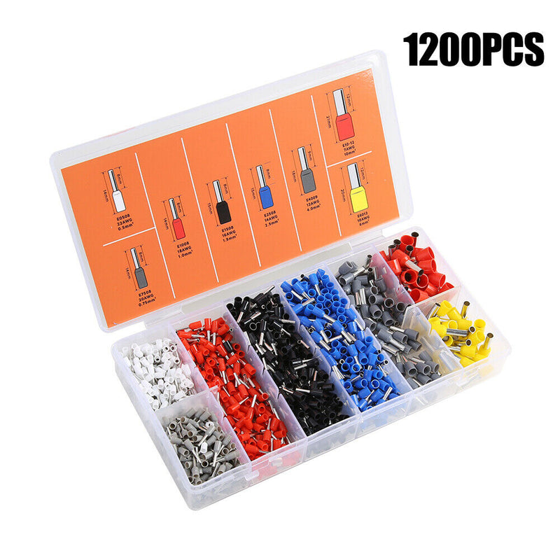 1200pcs Tubular Terminal Wire Connection Crimp Insulated Tube Terminals Set
