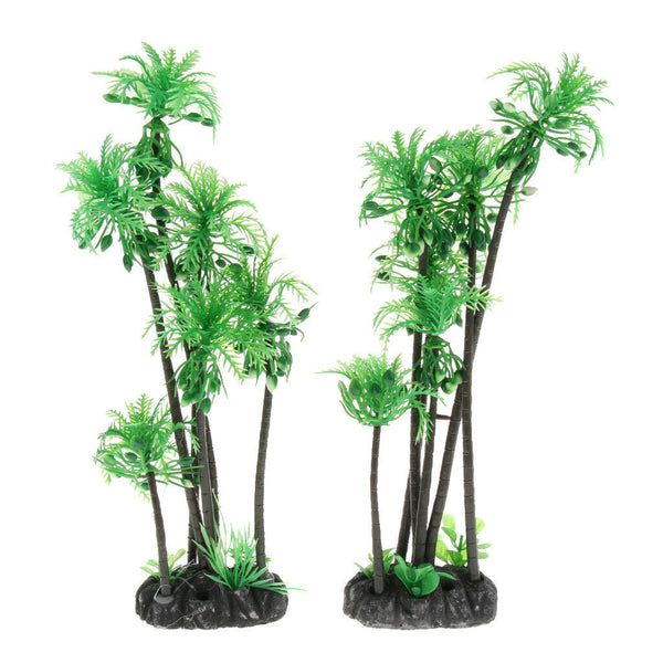 2pcs Aquarium Fish Tank Reptile Tank Landscaping Artificial Coconut Tree Plant