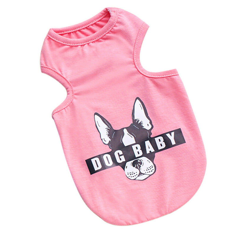 Cute Pattern Pet Puppy Dog Cat Pet Clothes Dress Vest T Shirt  Pink L