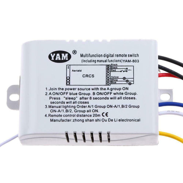 Wireless ON/OFF 3-Way 220V LED Lamp Remote Control Switch Receiver Transmitter